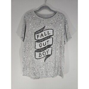 Fall Out Boy T-Shirt Band Tee By Manhead Gray with Paint Splatter Size XL BN